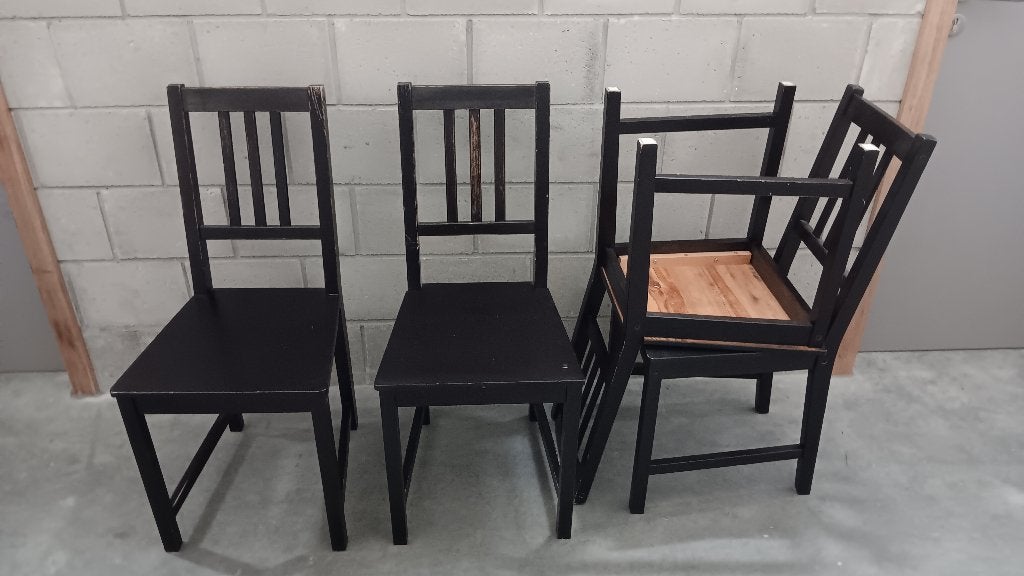 Houten stoelen 4x, Huis en Inrichting, Ophalen, Gebruikt, Zwart, Hout
