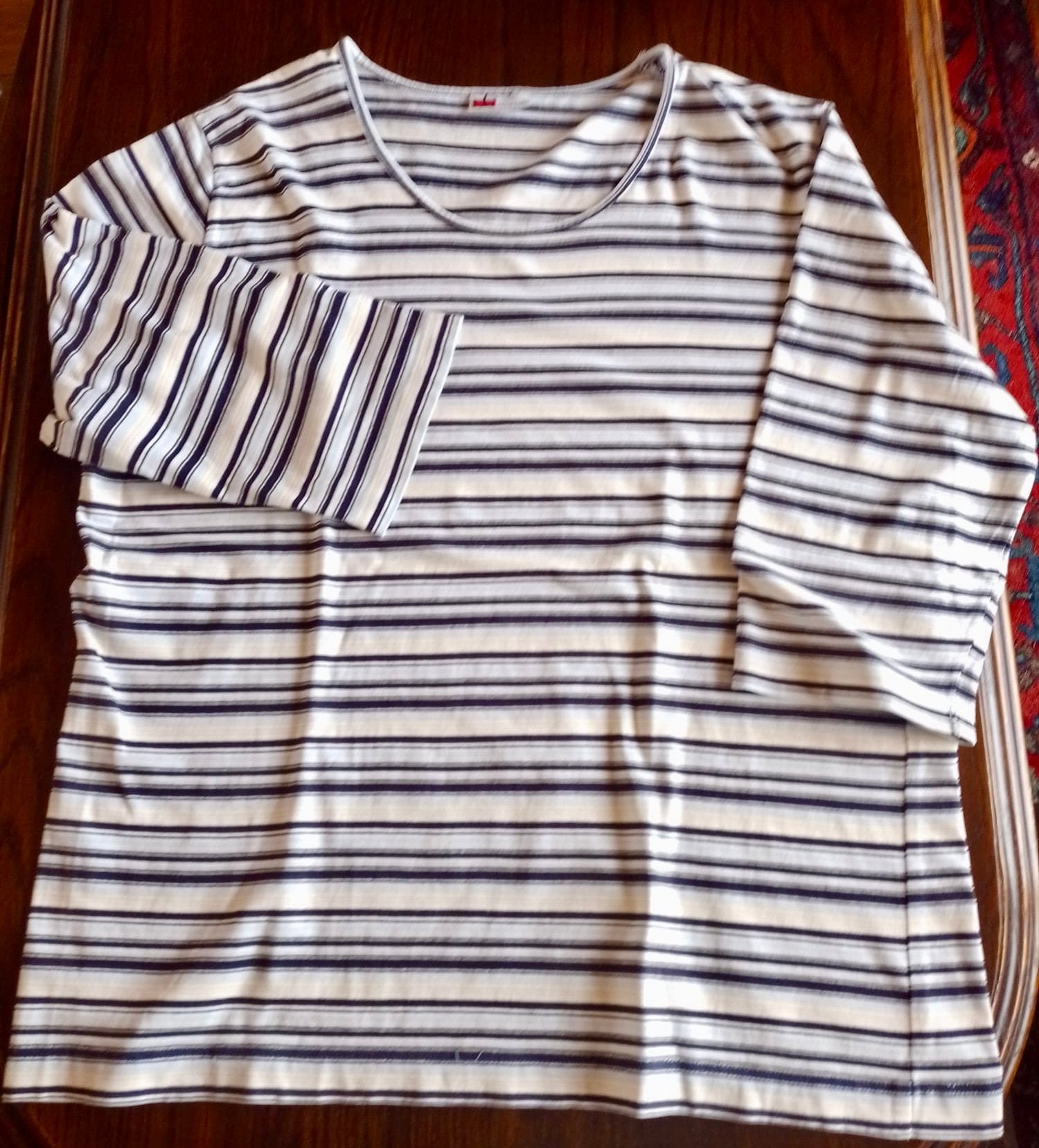 Shirt metblauw , licht blauw , bege en wit, Ophalen of Verzenden, Gedragen, Maat 46/48 (XL) of groter, Blauw