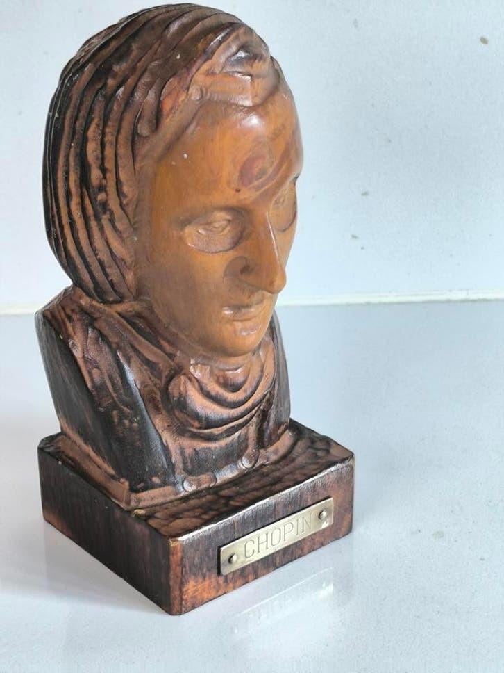Grote houten buste Chopin, Enlèvement ou Envoi, Buste
