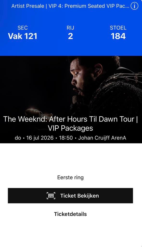 The Weeknd: After Hours Til Dawn Tour | VIP Packages, Eén persoon