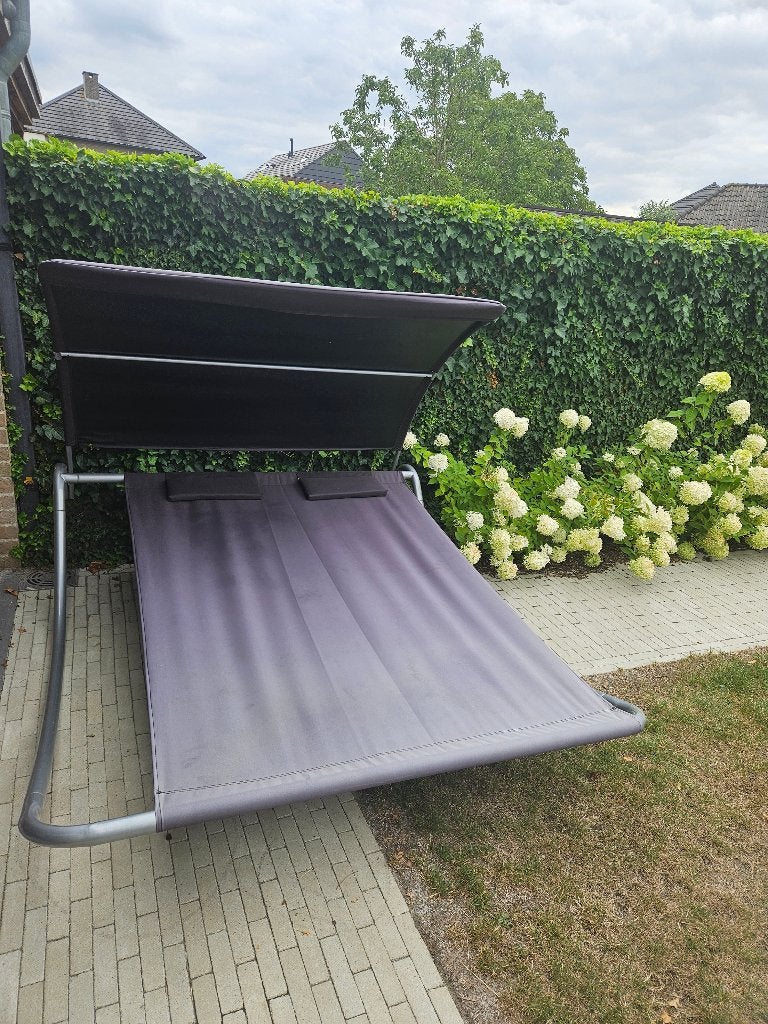 Dubbel tuinligbed - zonnebed, Tuin en Terras, Ligbedden, Ophalen, Zo goed als nieuw, Aluminium