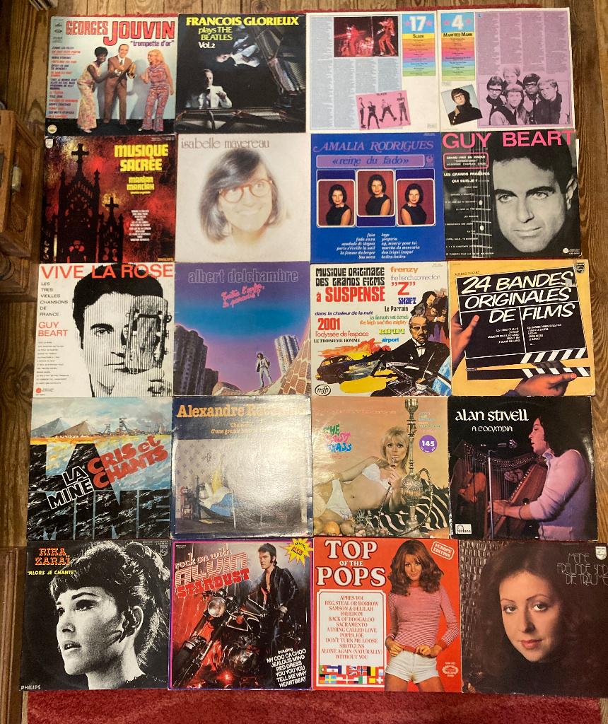 Lot de 20 33 tours Pop Rock Chanson française disco..., Enlèvement, 1970 - 1979, Utilisé, 12 pouces