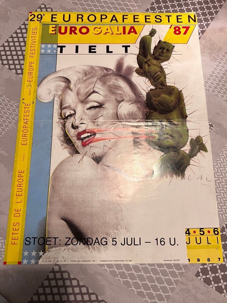 Vintage Poster 29e Europafeesten Eurogalia 87, Deurposter of groter, Ophalen of Verzenden, Reclame, Rechthoekig Staand