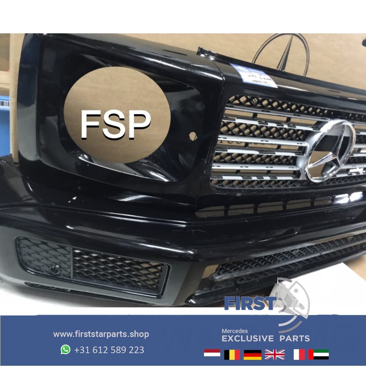 W463 G KLASSE AMG VOORBUMPER ZWART origineel Mercedes AMG 63, Gebruikt, -, Voor, Ophalen of Verzenden