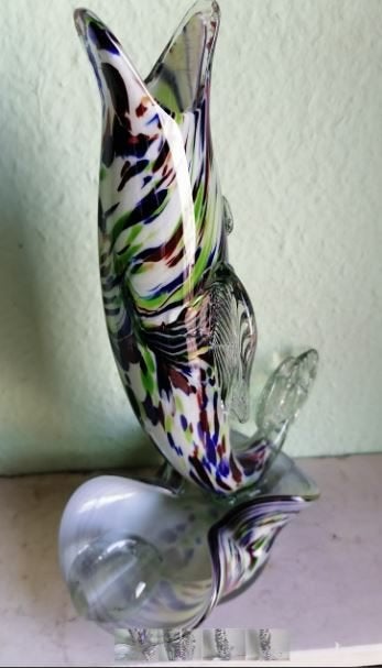 vintage Murano vis aspot vaas mid-century, Verzamelen, Ophalen, Huis en Inrichting