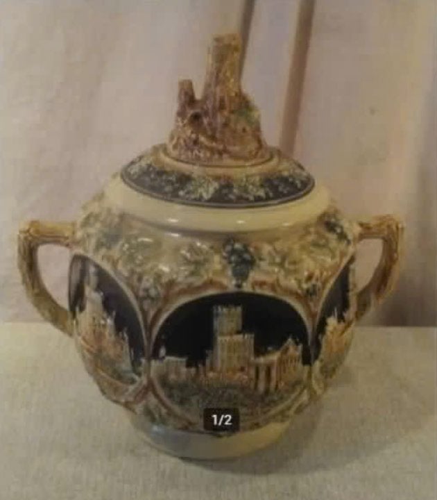 Magnifique pot allemand en céramique antique avec couvercle, Antiquités & Art, Enlèvement ou Envoi