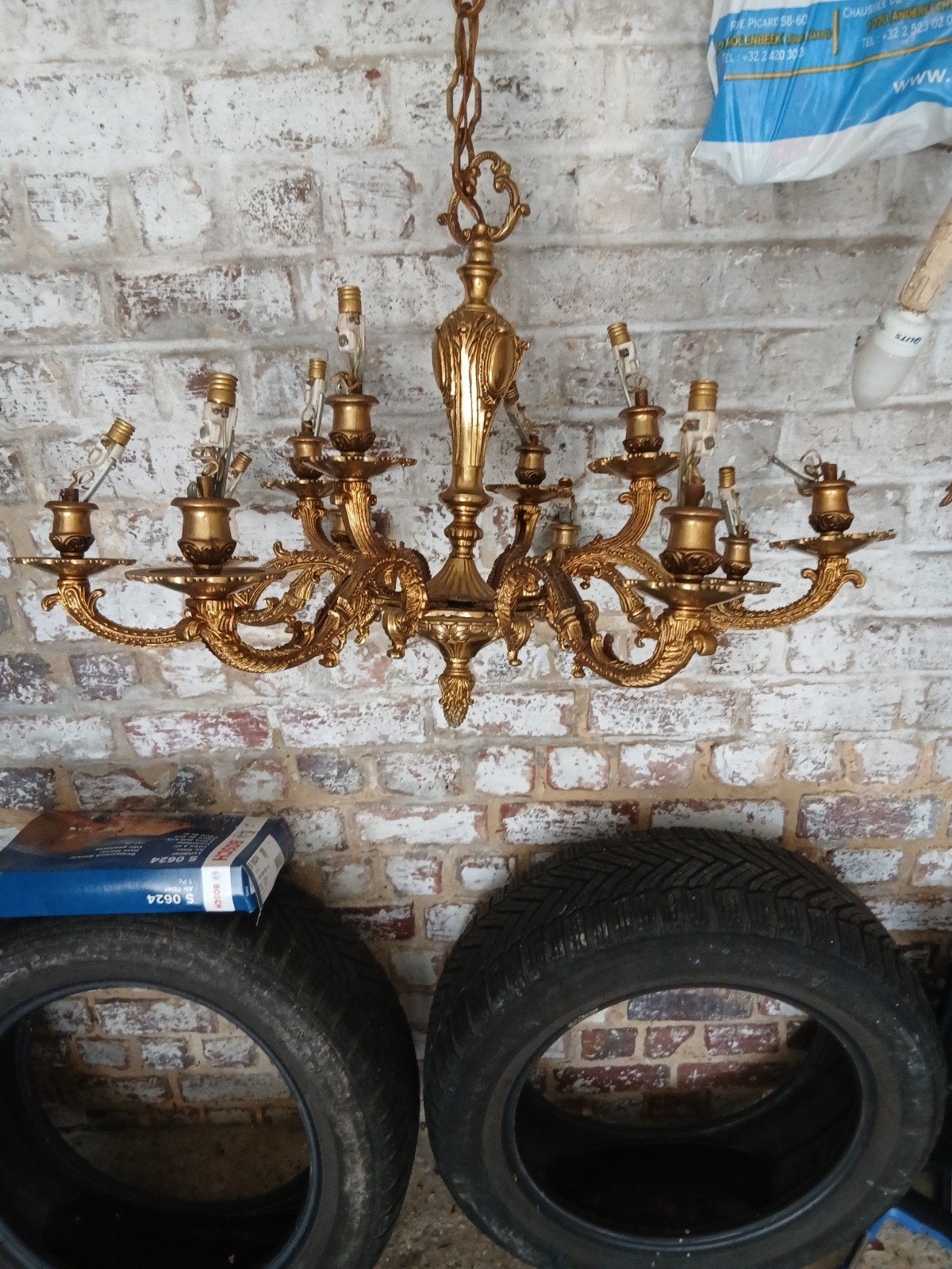 bronzen kroonluchter, Huis en Inrichting, Lampen | Kroonluchters, Ophalen of Verzenden