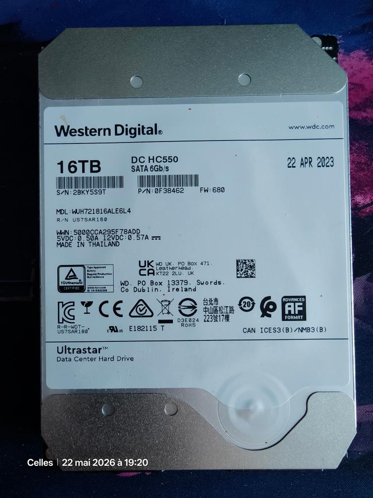 Disque dur Western Digital DC HC550 16 TB, Informatique & Logiciels, Enlèvement ou Envoi, Interne, Serveur, Utilisé