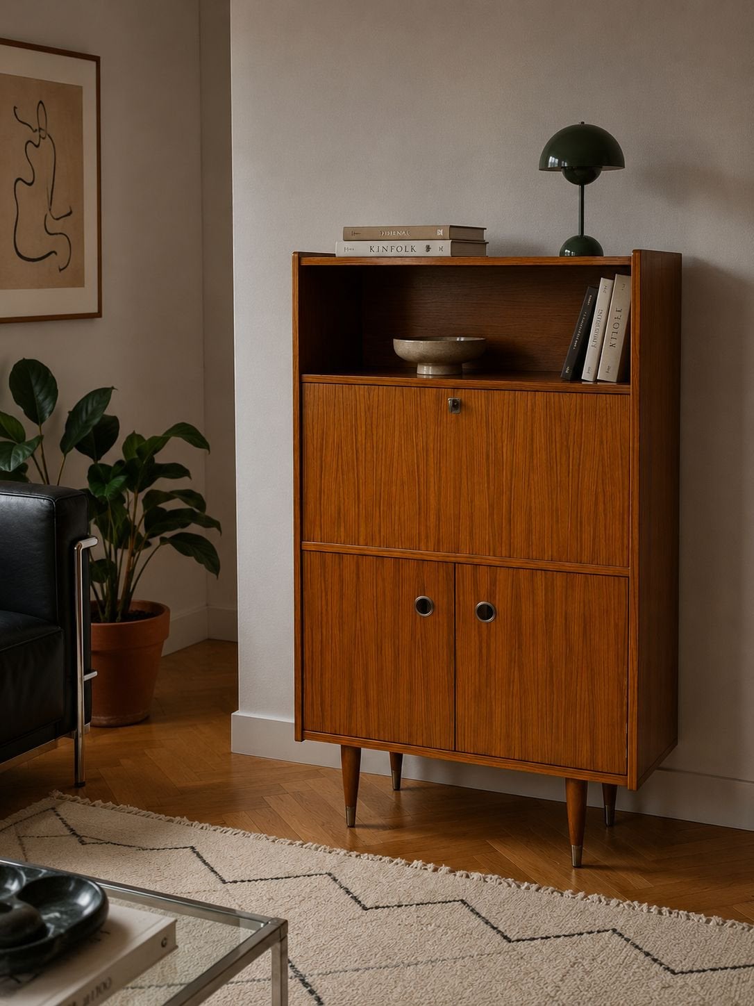 Vintage Unigro kast opbergkast met klep, Ophalen