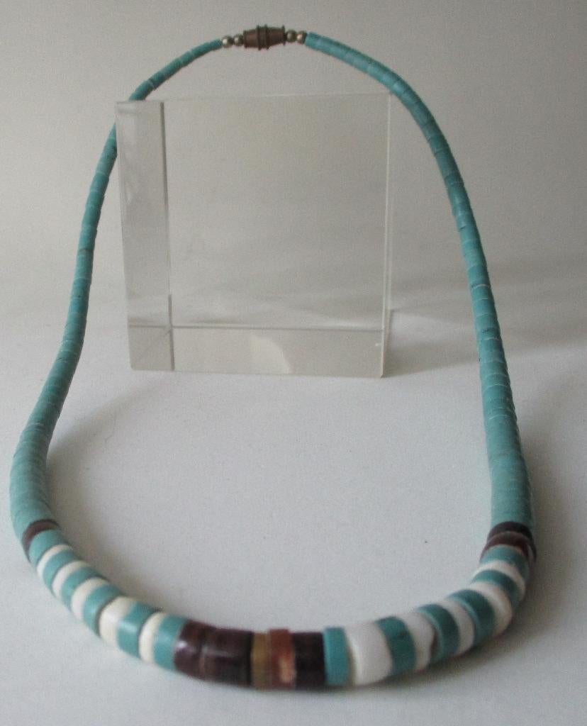 Ketting KT06: Mooie Turquoise Mineraal ketting met schildpad, Handtassen en Accessoires, Antieke sieraden, Ketting, Overige materialen