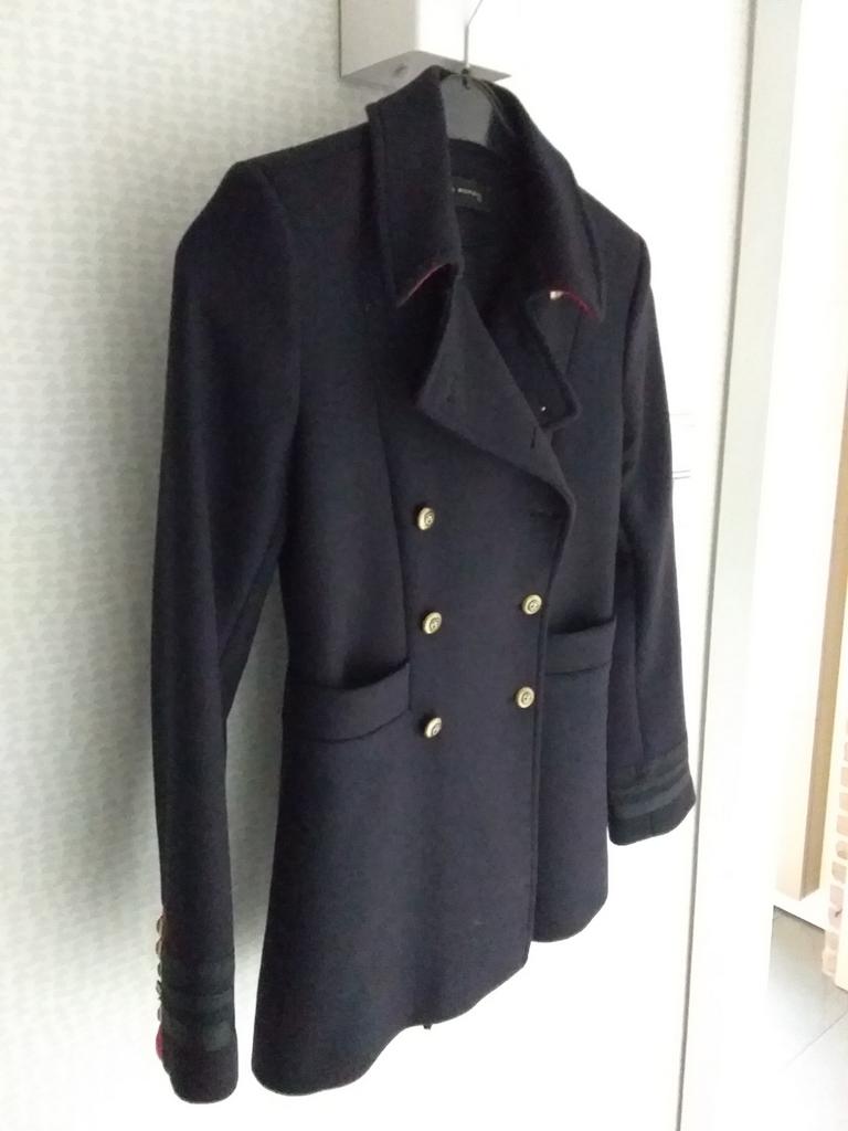 Donker blauwe wollen Damesmantel, Kleding | Dames, Ophalen, Maat 34 (XS) of kleiner