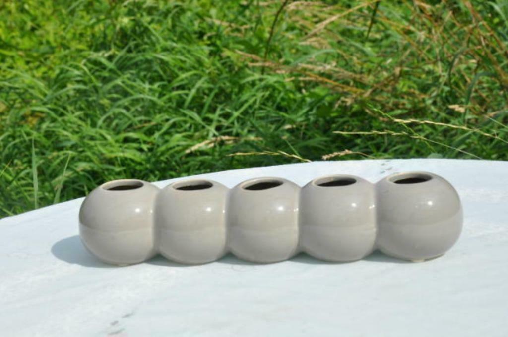 §  vase en faience grise 5 orifices, Enlèvement ou Envoi, Utilisé, Autres couleurs, Autres matériaux