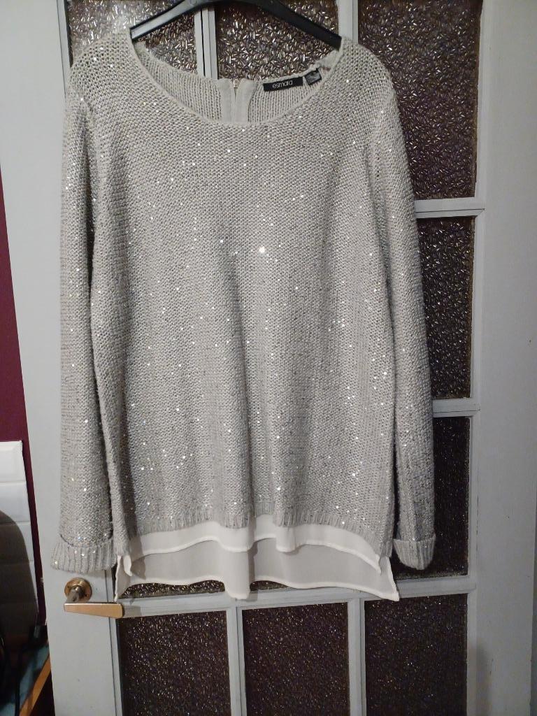 Pull gris manches longues, Maat 42/44 (L), Zo goed als nieuw, Grijs, Esmara