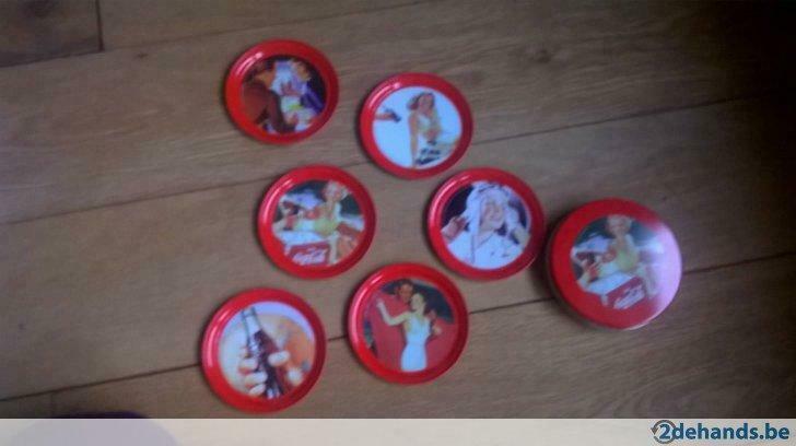 Cocal cola metalen onderleggers in doosje, Verzamelen, Ophalen of Verzenden, Nieuw