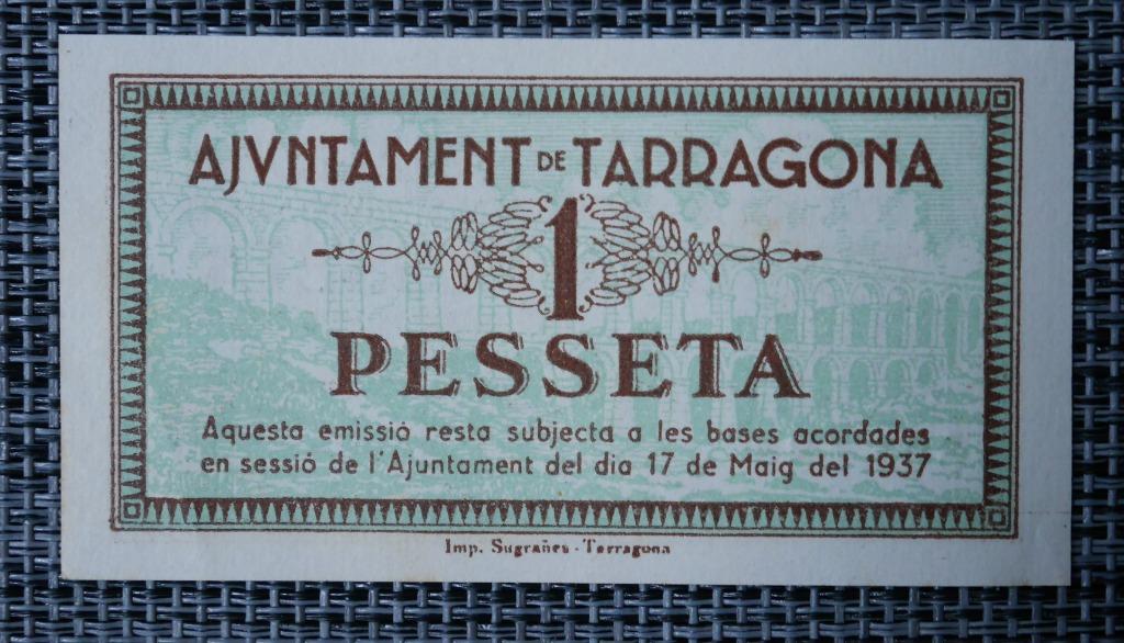 Bankbiljet 1 Peseta Spanje 1937 UNC, Ophalen of Verzenden, Overige landen