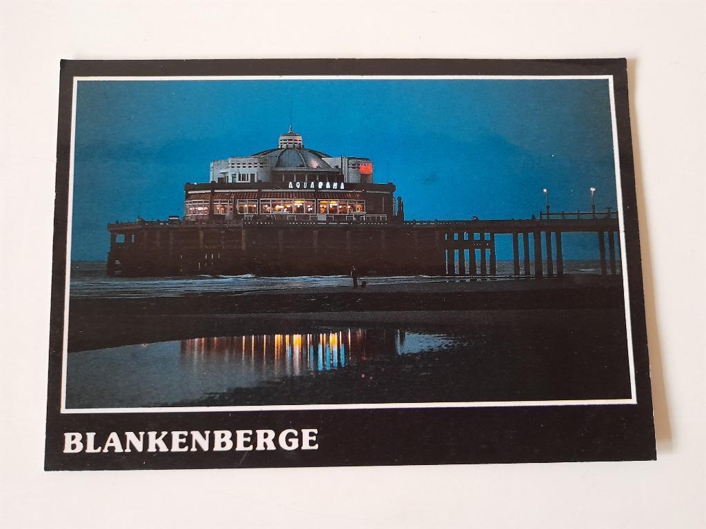 Postkaart Blankenberge - pier bij nacht, Verzamelen, Ophalen of Verzenden, 1960 tot 1980, Gelopen, West-Vlaanderen