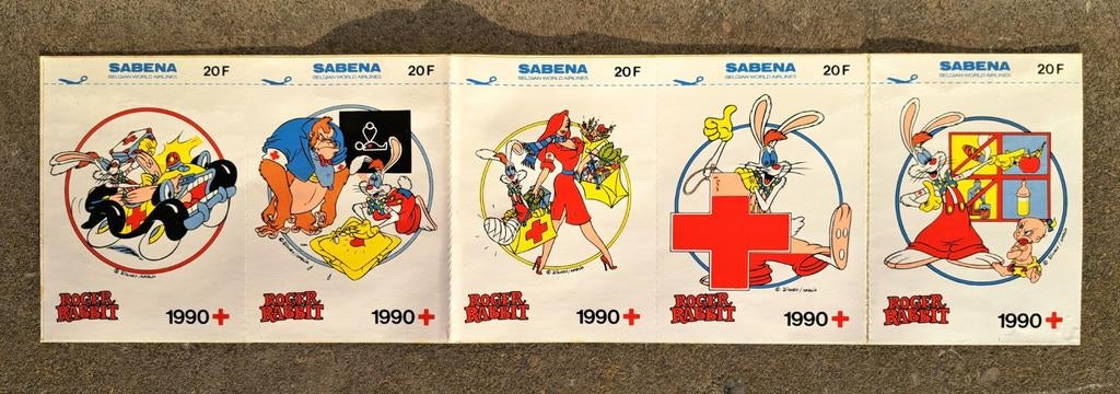 5 stickers van het Rode Kruis van SABENA Roger Rabbit Disney, Verzamelen