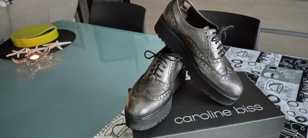 veterschoenen Caroline Biss/ ruime 38/zgan, Kleding | Dames, Verzenden, Instappers, Zo goed als nieuw, Grijs