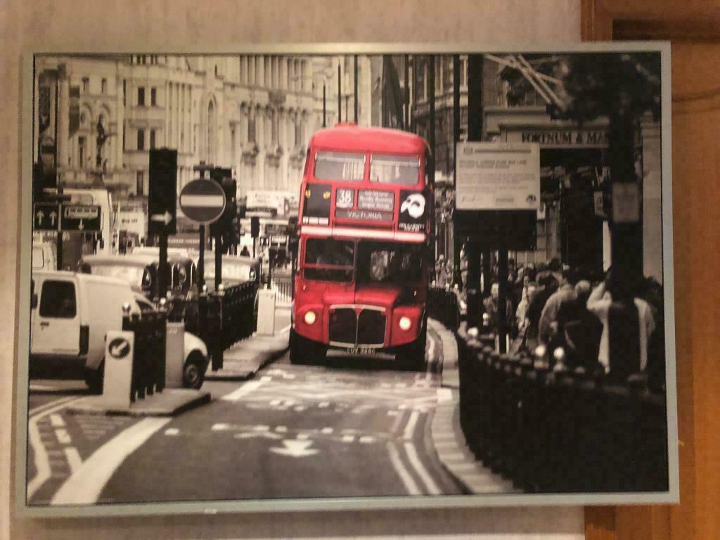 Ingelijste afbeelding/foto(Londen) op houten paneel, Huis en Inrichting, Woonaccessoires | Lijsten, 125 cm of meer, Ophalen of Verzenden
