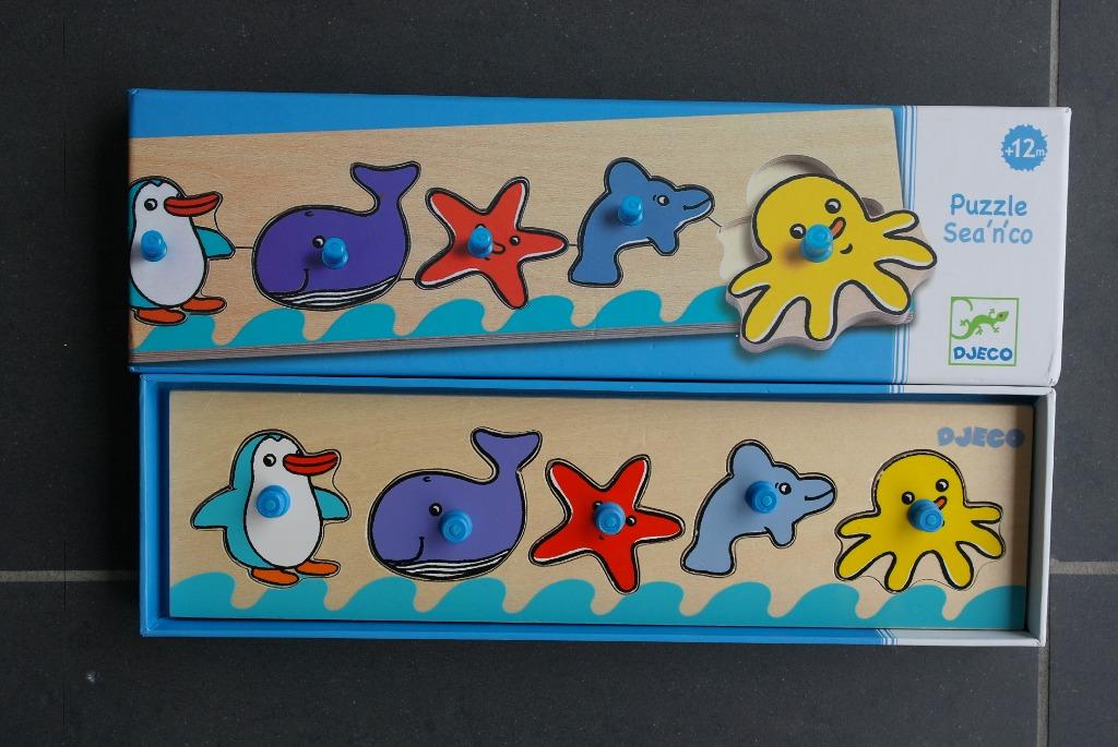 houten inlegpuzzel „oceaan” djeco, Kinderen en Baby's, Ophalen of Verzenden, Zo goed als nieuw, Van hout