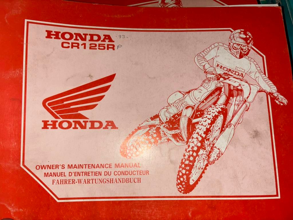 Manuel d'atelier de la Honda CR125R modèle 1993, Motos, Modes d'emploi & Notices d'utilisation, Enlèvement ou Envoi, Honda