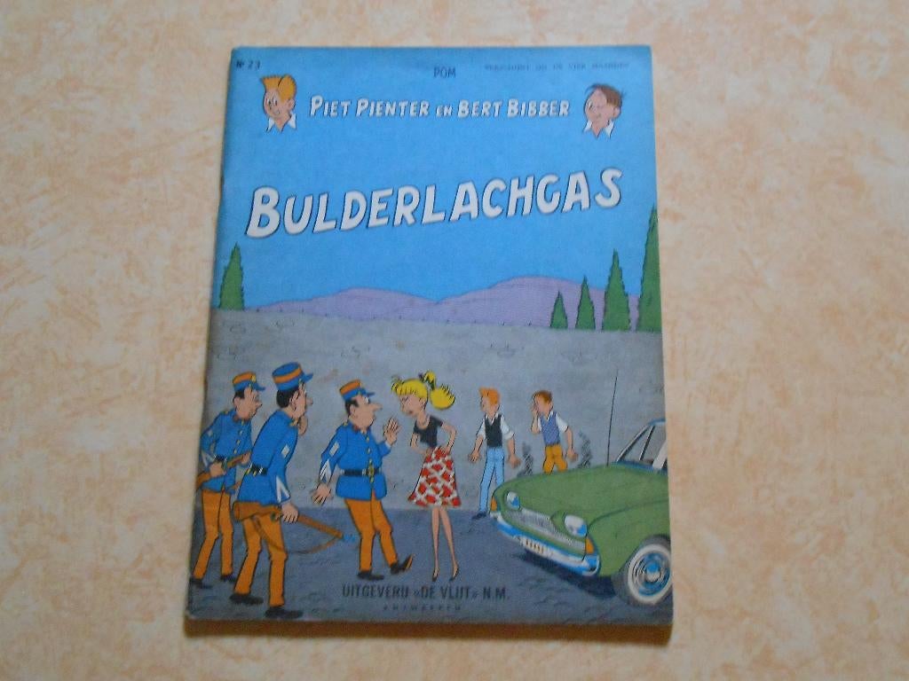 piet pienter en bert bibber 23 bulderlachgas 1965 1ste dr, Gelezen, Eén stripboek, Ophalen of Verzenden, POM