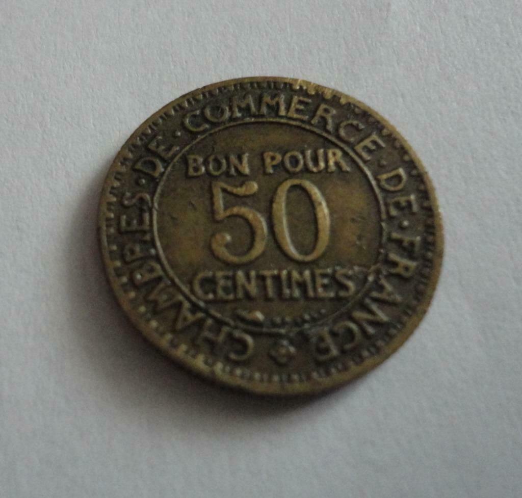 pièce de bon pour 50 centimes français 1925 France TTB, Enlèvement ou Envoi, France, Série, Argent
