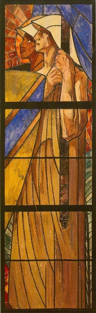 Maurice LANGASKENS 1884-1946 ontwerp glasraam gouache/pastel, Antiek en Kunst, Ophalen