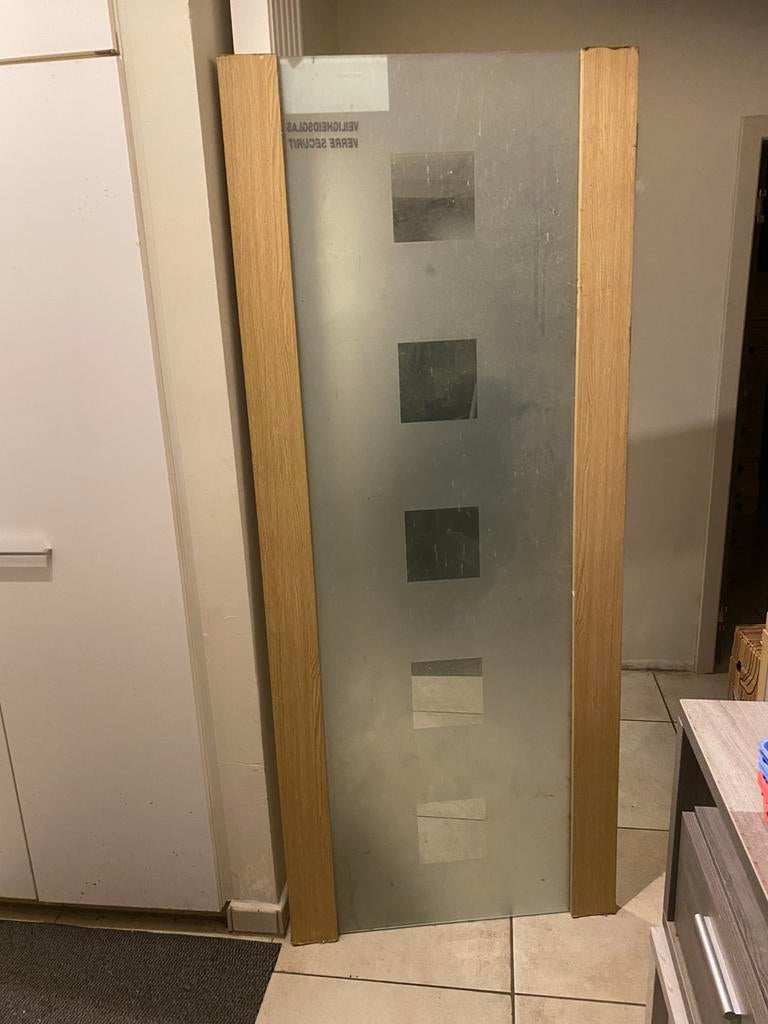 Binnendeur met veiligheid  glas 7mm, Ophalen of Verzenden, Gebruikt, Glas, Binnendeur