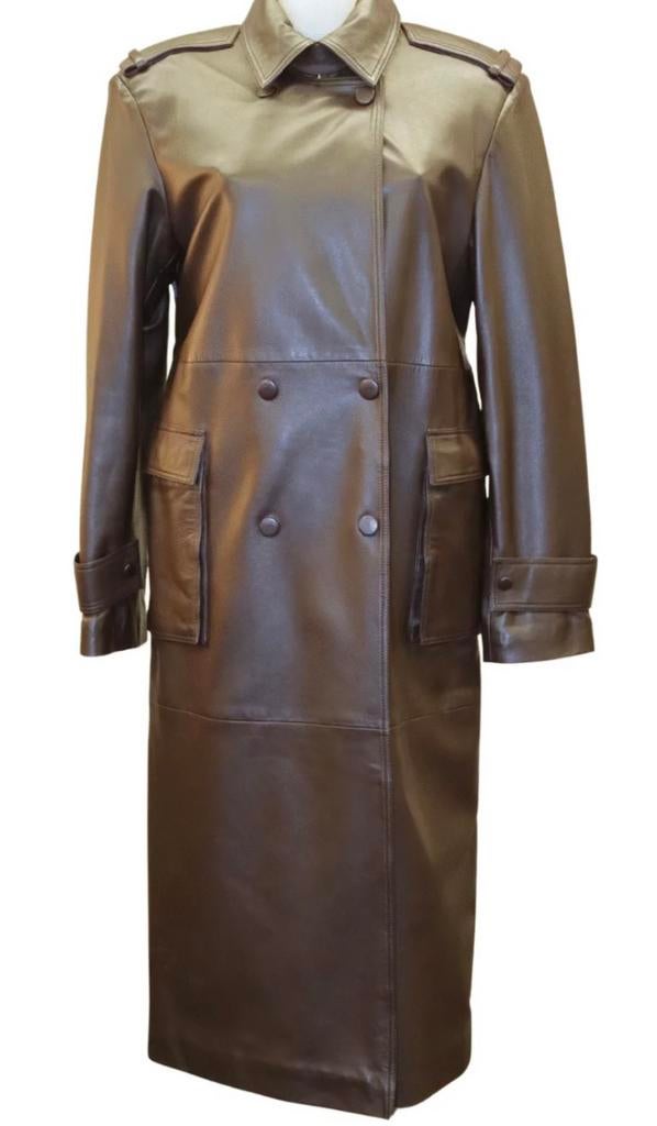 Manteau en cuir brun pour femme taille 38, Taille 38/40 (M), Comme neuf, Brun, Enlèvement