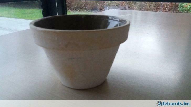 Leuk witgeschilderd keramisch sierbloempotje, Ophalen, Gebruikt