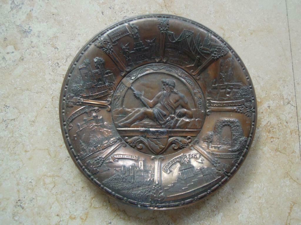 muurplaat koper of zamak zeekoning Keulen Köln  diam.  21cm, Antiek en Kunst, Antiek | Brons en Koper, Ophalen of Verzenden, Koper