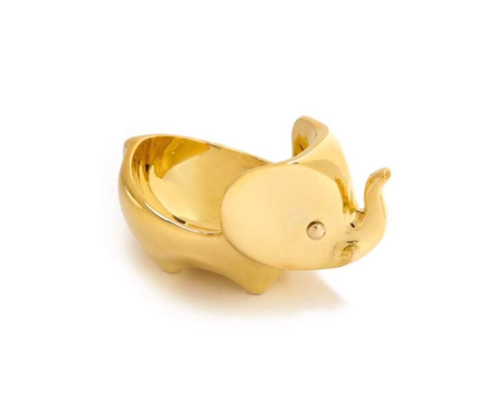 Jonathan Adler Messing Olifant Ringkom One Size, Antiek en Kunst, Ophalen of Verzenden