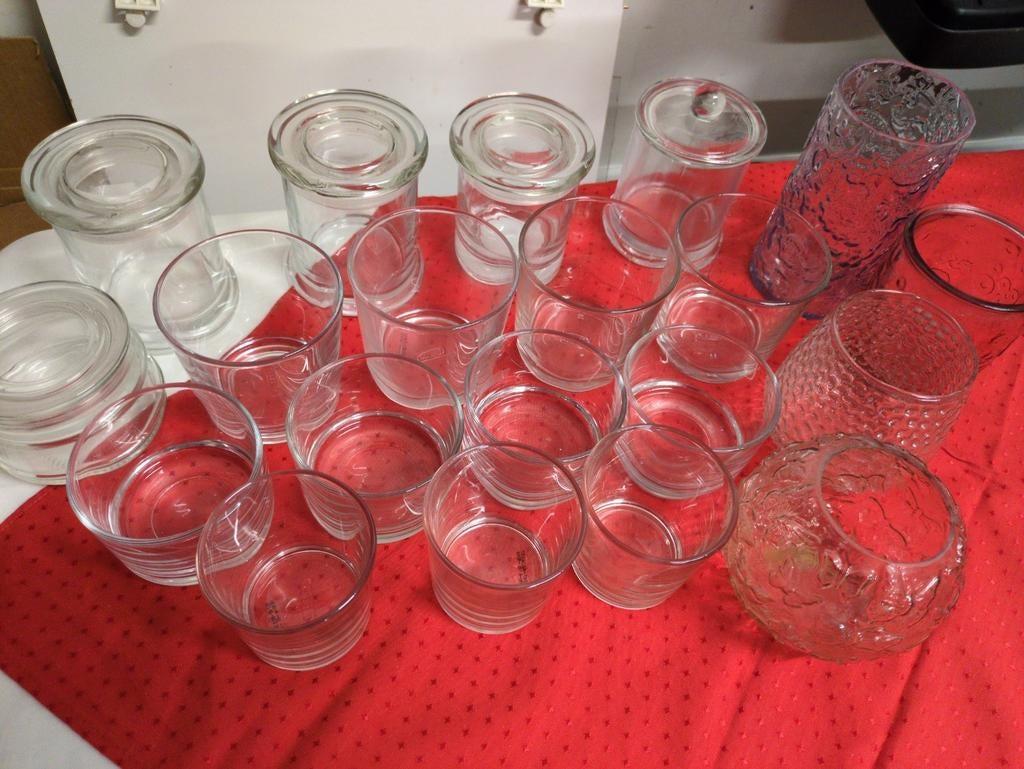 Glazen potjes voor theelichtjes/kaarsen, Ophalen, Zo goed als nieuw