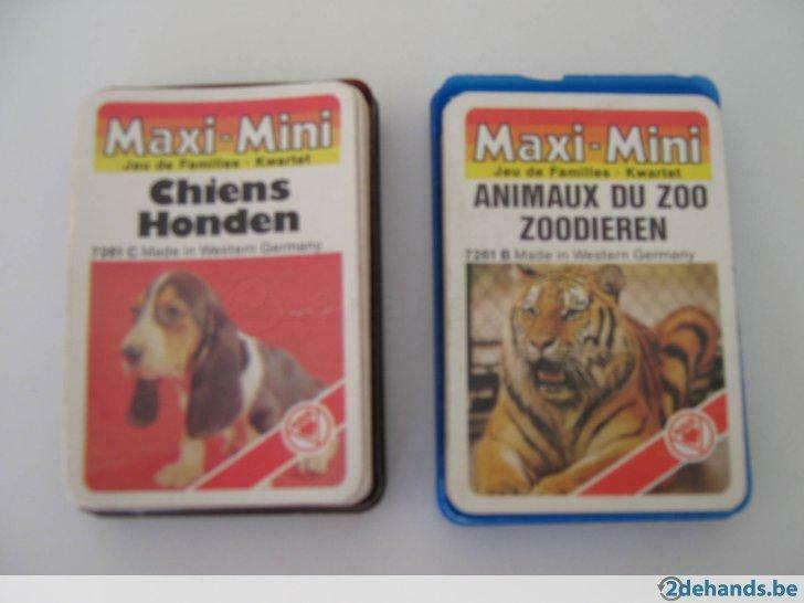 2 oude kwartetkaartspellen Maxi-Mini Schmid's, Gebruikt
