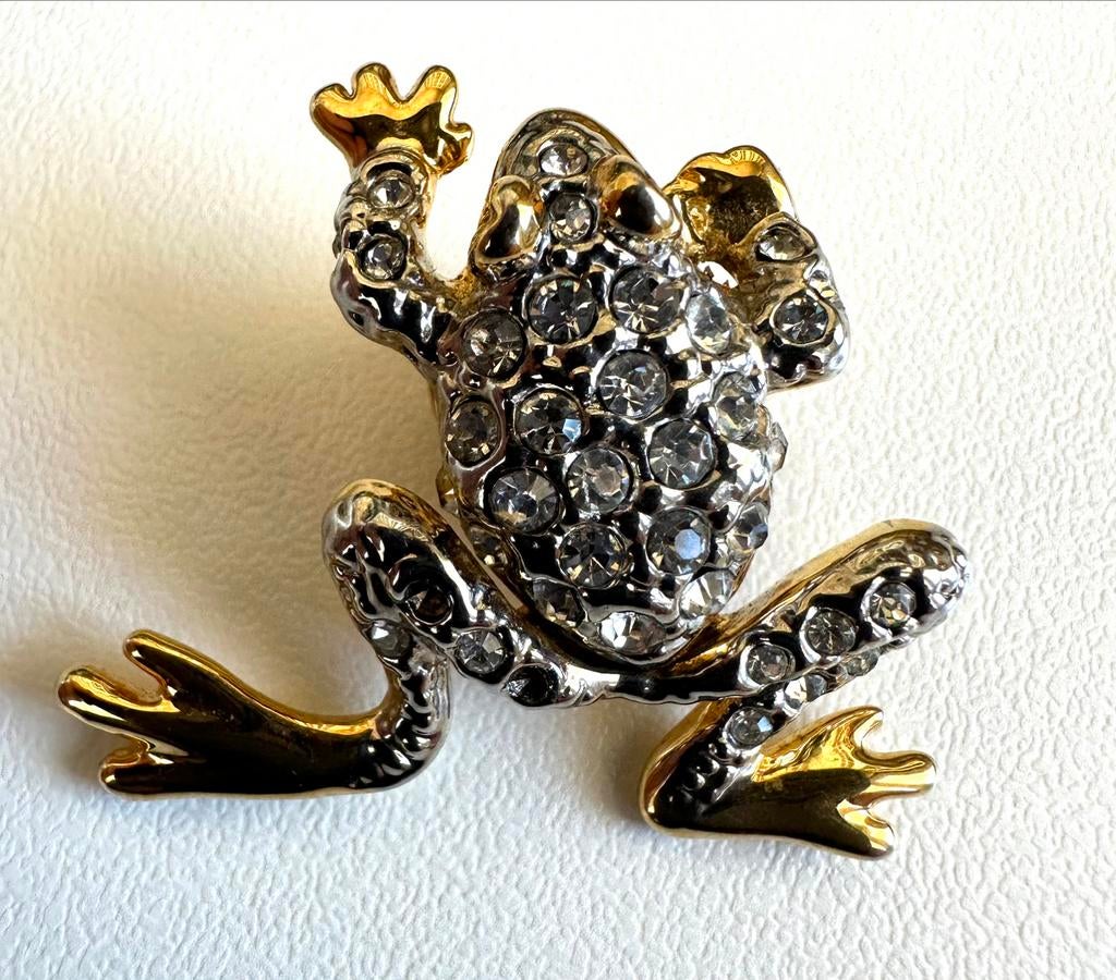 Broche grenouille en strass, années 80, 3 cm, Tickets & Billets