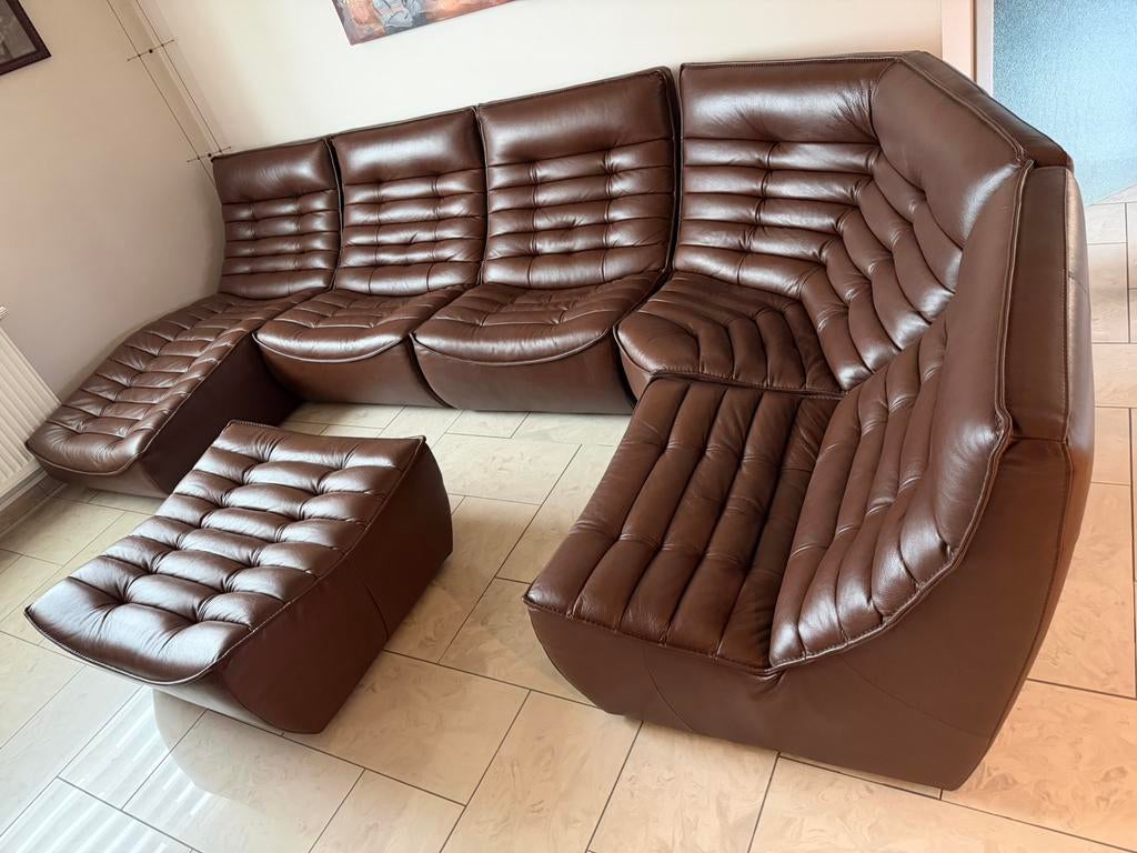 Salon Modulable en cuir de vachette, Ophalen, Nieuw, Leer
