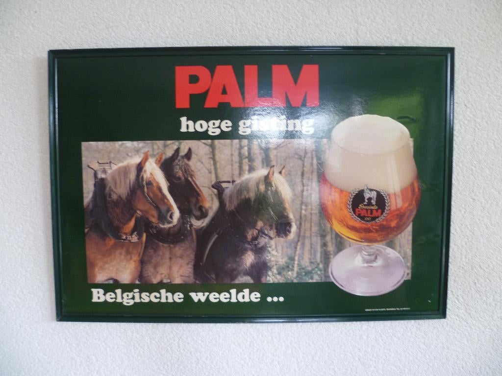 KARTONNEN RECLAME BORDJE"PALM HOGE GISTING"JAREN 80/90, Ophalen of Verzenden, Zo goed als nieuw, Reclamebord