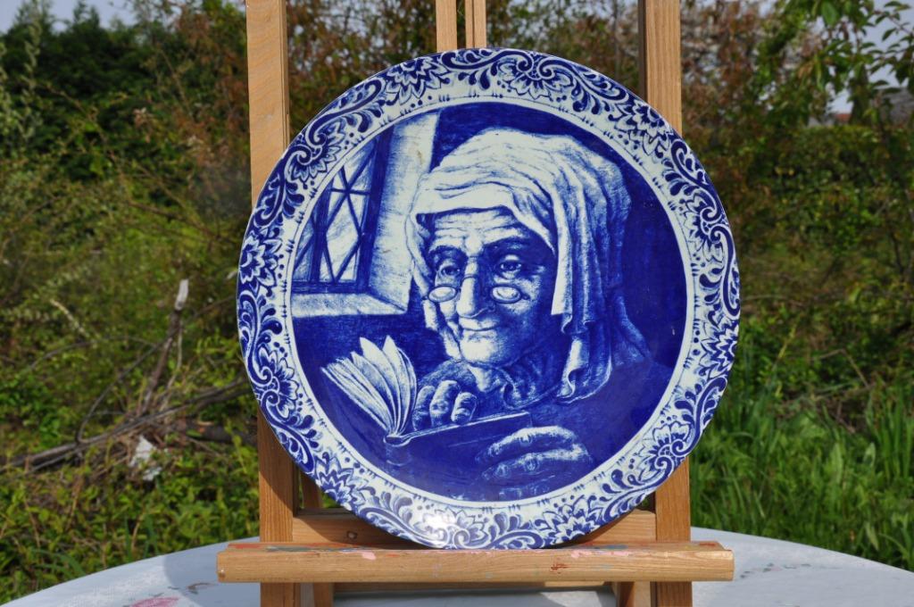 plat mural  boch  decor la liseuse    (107), Antiek en Kunst, Ophalen of Verzenden