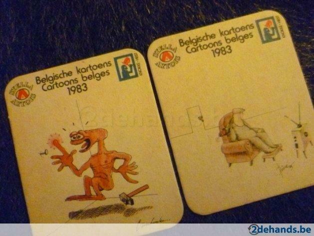 bierviltje, bierkaartje, 1983, Belgische cartoons, Stella, Utilisé