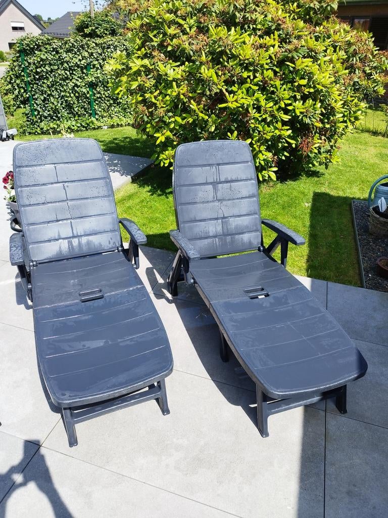 Deux transats Jardin anthracite, Jardin & Terrasse, Enlèvement ou Envoi, Utilisé