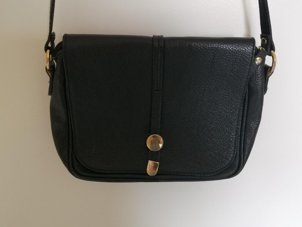 Sac à bandoulière en cuir noir,, Autres marques, Cuir, Comme neuf, Noir