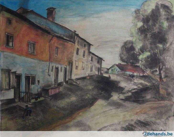 pastel Maurice Micha (1890-1969) Spa - Houffalize, Antiquités & Art