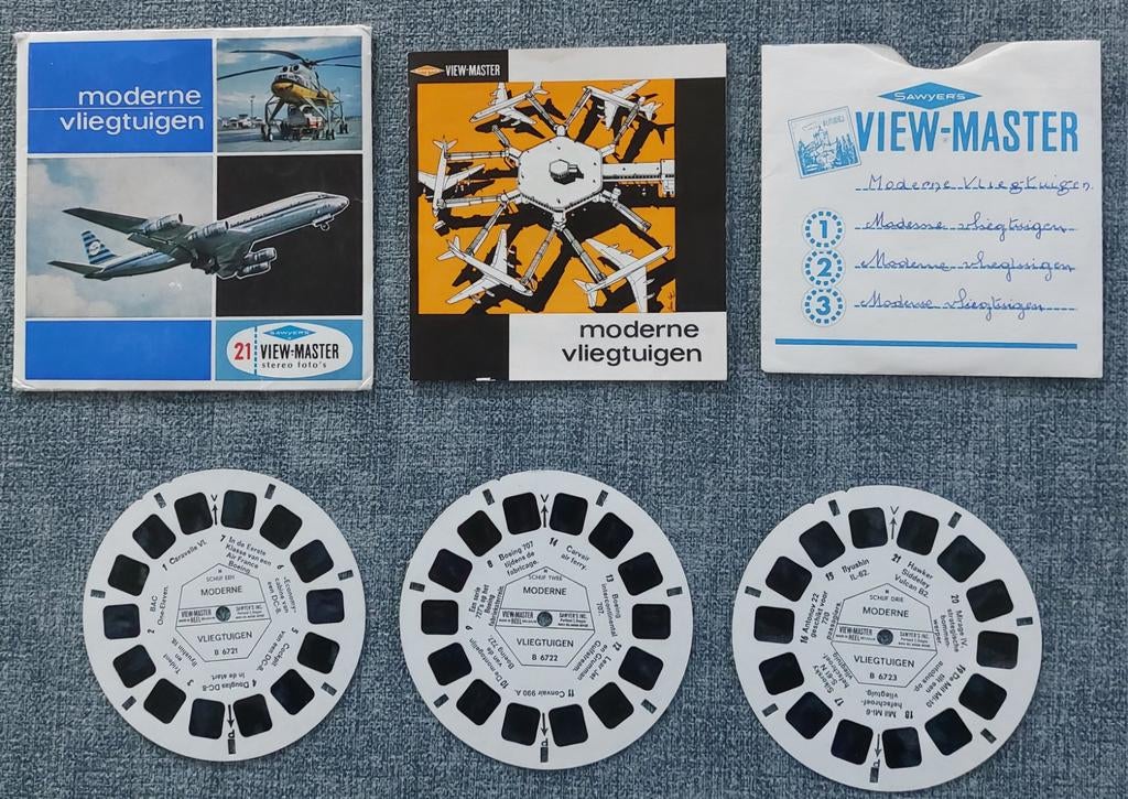 Set vintage view-master schijfjes "moderne vliegtuigen", Ophalen