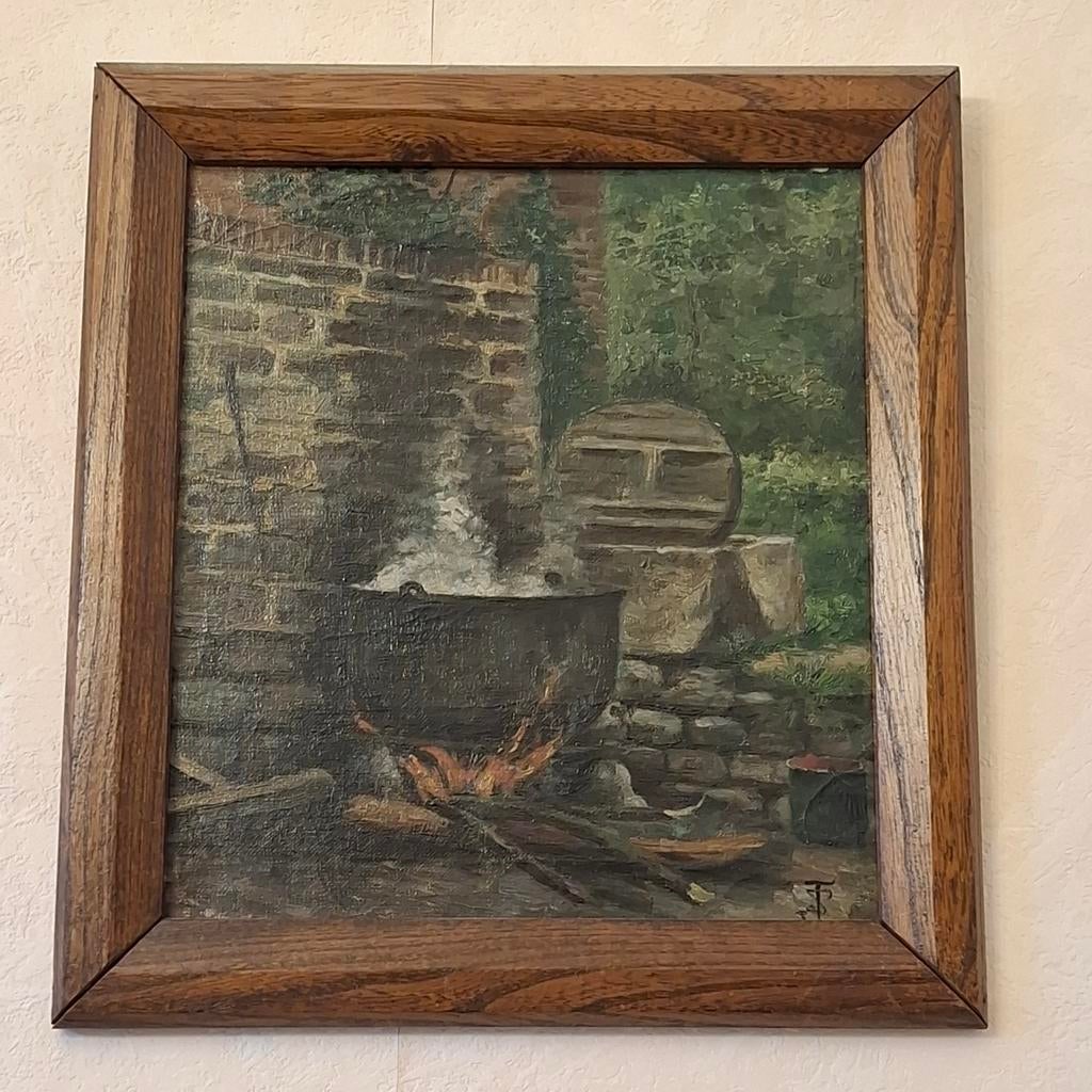 Schilderij voor het hele gezin 39 x 36 cm, Antiek en Kunst, Ophalen