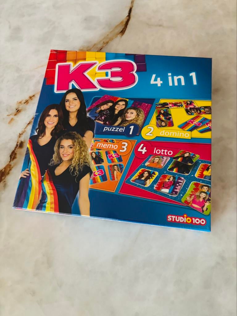 Studio 100 K3 4-in-1 spelletjesdoos NL NIEUW!, Drie of vier spelers, Ophalen, Nieuw, Studio 100