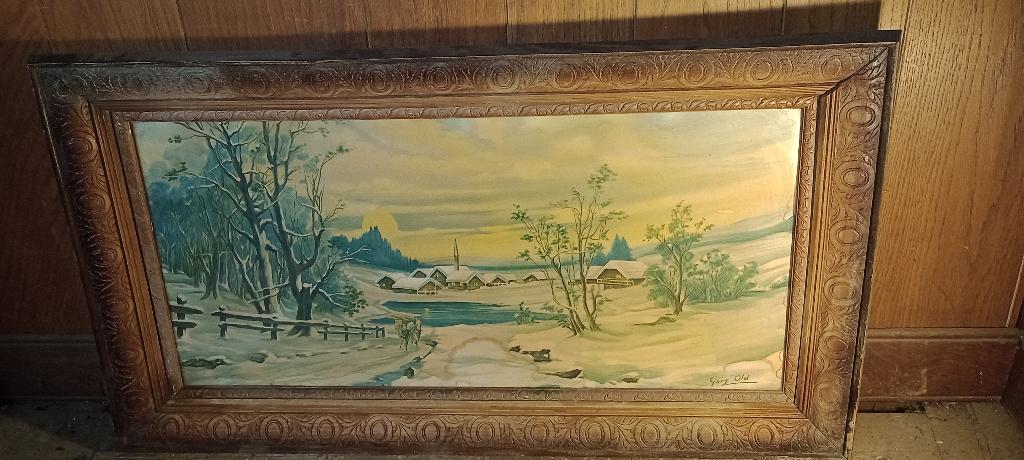 Grande aquarelle signée Gary Old, 90x50, n486, Enlèvement