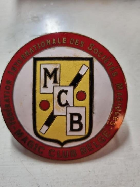 Oude emaille plaquette van Belgische magische club, Verzamelen, Ophalen of Verzenden, Zo goed als nieuw