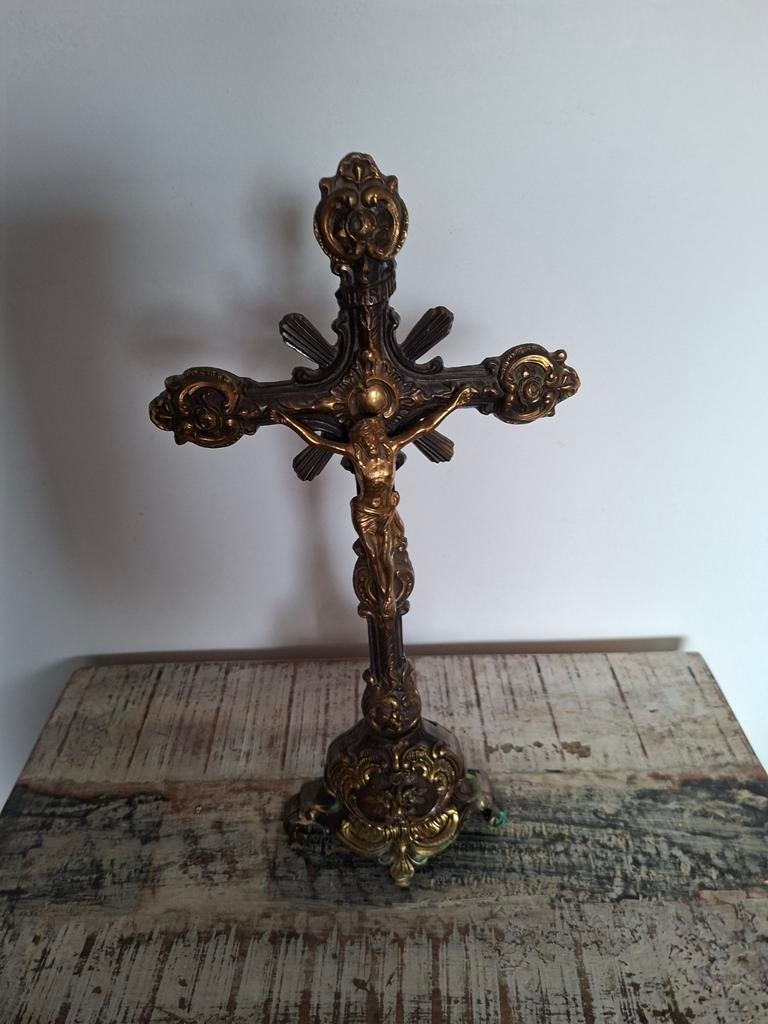 Koper kruis 39 cm hoog, Antiek en Kunst, Ophalen