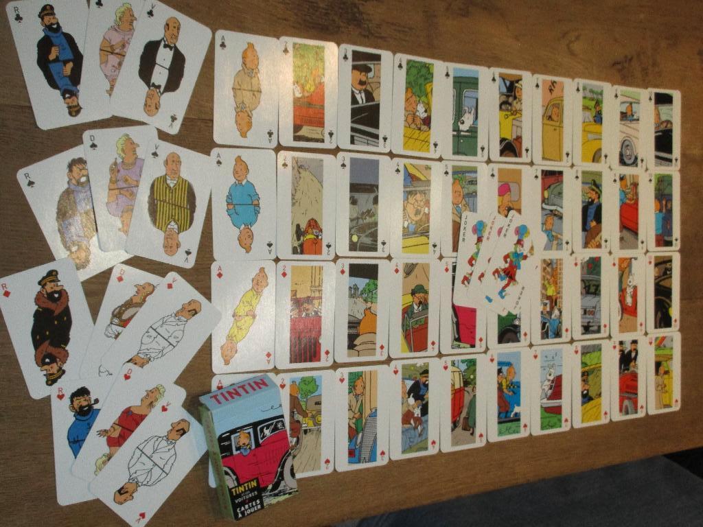 SPEELKAARTEN CARTES A JOUER KUIFJE TINTIN ET LES VOITURES, Verzamelen, Speelkaarten, Jokers en Kwartetten, Ophalen of Verzenden